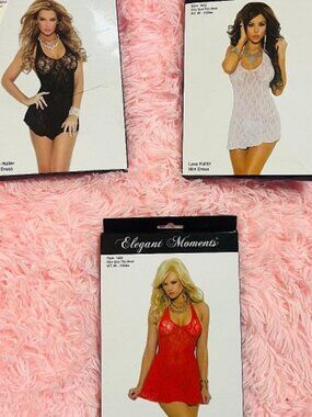 set of 3 lace halter mini dresses w/ thongs from Elegant Moments